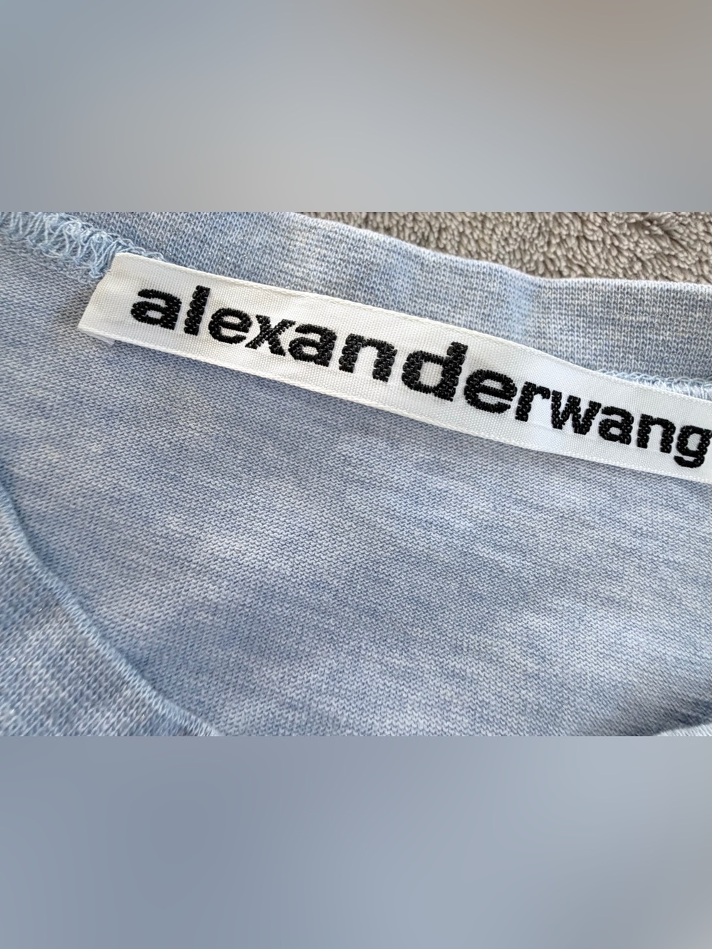 Alexander Wang Gray Blue Glitter Logo Short Sleeve Tee Shirt Size S View 4
